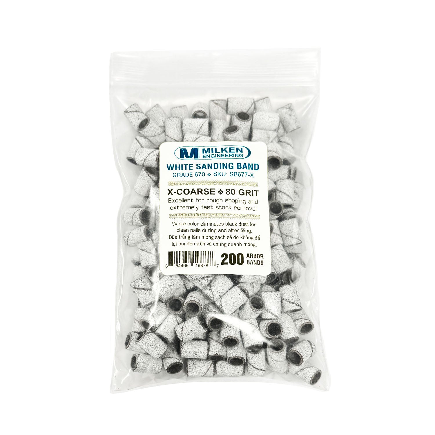 Milken Sanding Bands White X-Coarse 80 Grit 200ct SB677-X