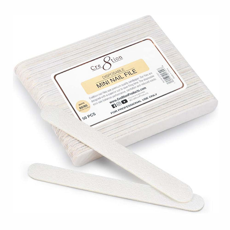 Cre8tion Mini Nail File 80/80 50pcs White 07037