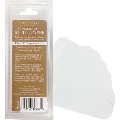 Cuccio Pedi File Refill Paper White 180 Grit 50 Sheets #3208