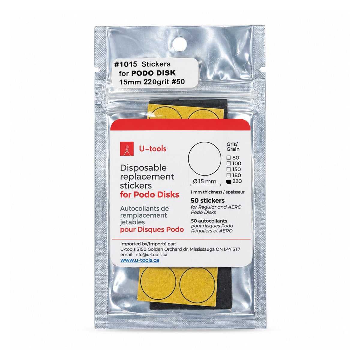 U-Tools 50 Miếng Dán Cho Podo Disk 15 mm Độ Nhám 220 #1015