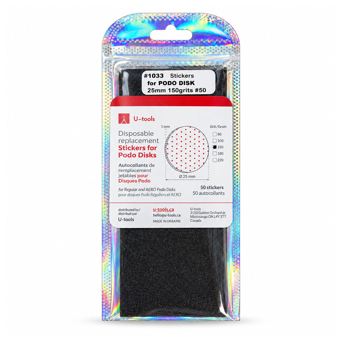 U-Tools 50 Miếng dán cho đĩa PODO 25 mm Grit 150 #1033