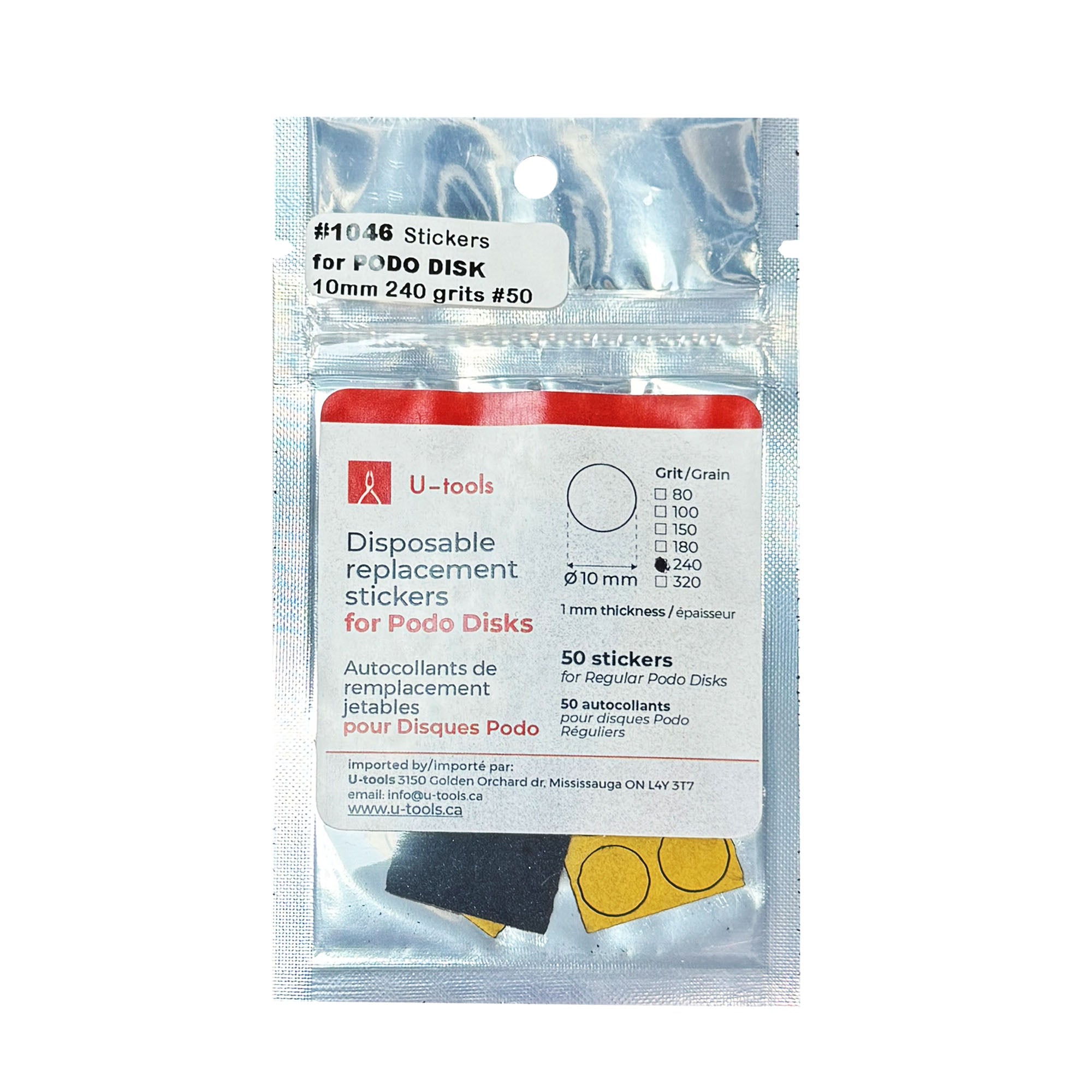U-Tools 50 Stickers For Podo Disk 10 mm 320 Grit #1046
