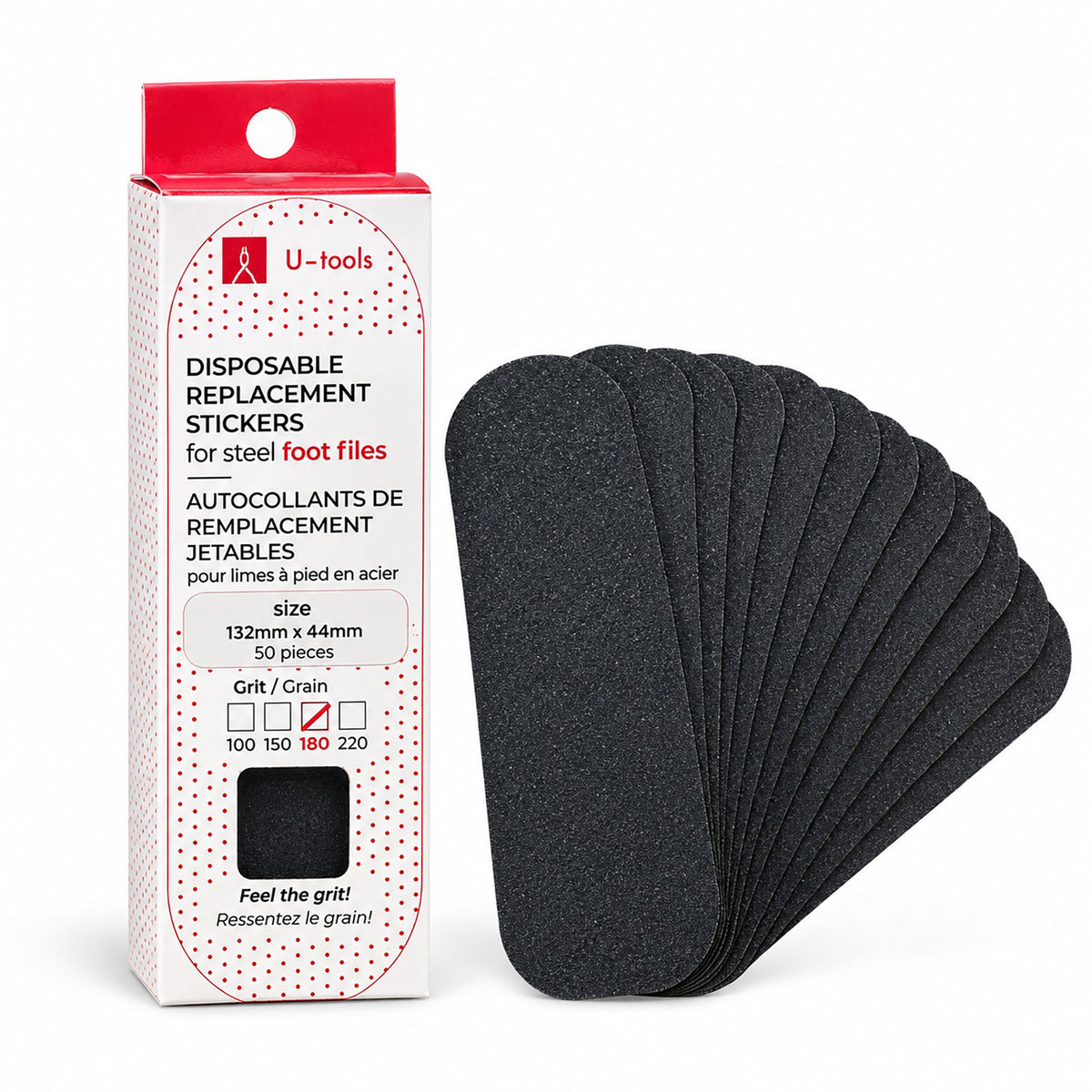 U-tools 50 Stickers For Foot File 1 mm 180 Grit #1604