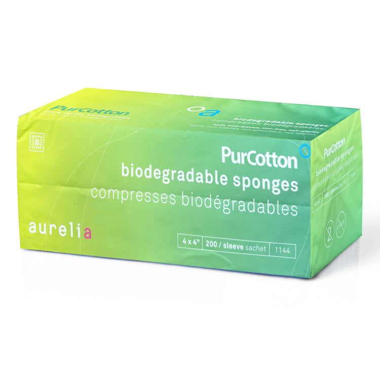 Aurelia PurCotton Biodegradable Sponges 4"x4" 4Ply 200ct1144