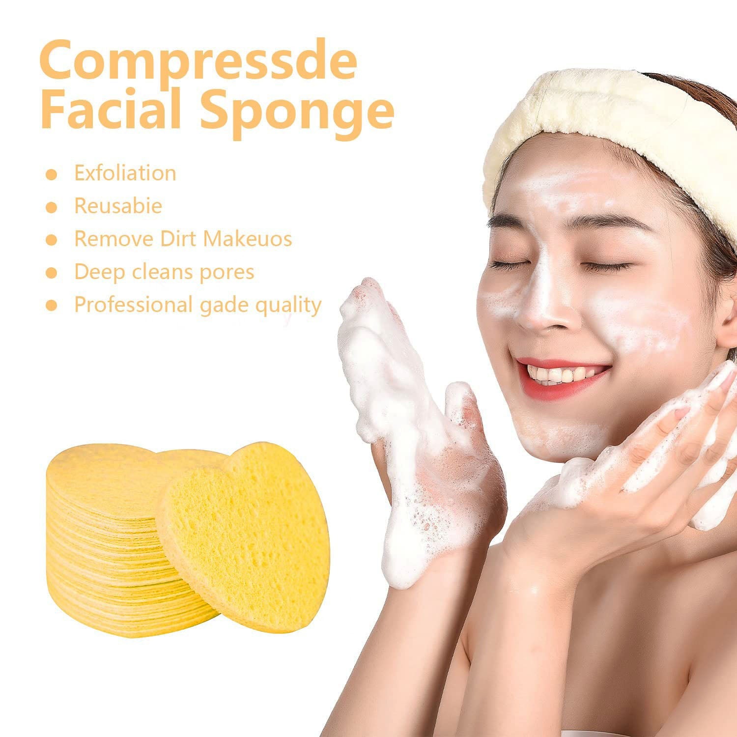 Heart Shaped Compressed Facial Sponge 50pcs 08087