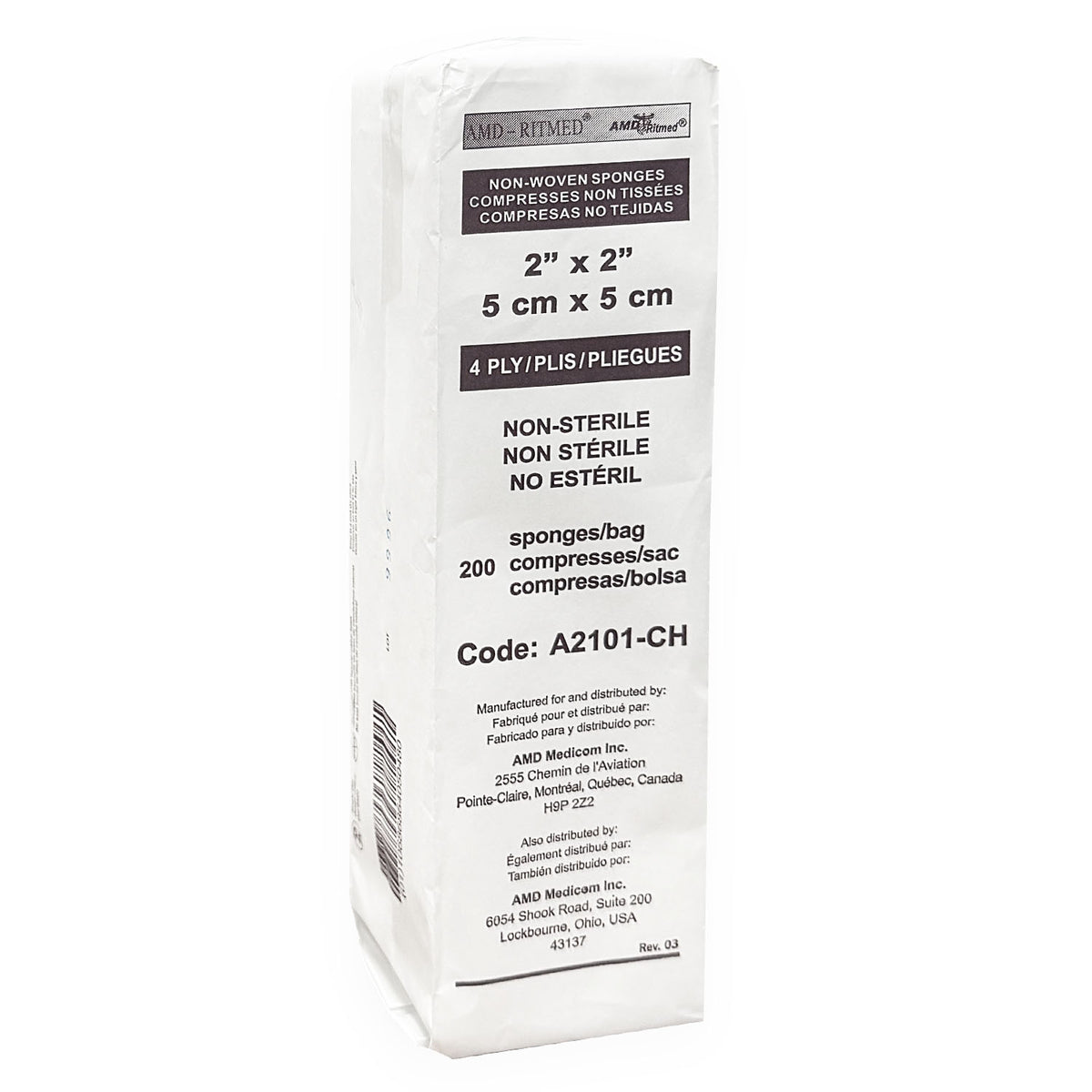 Medicom Non-Woven Sponges 2x2IN 4Ply A2101-CH 50480
