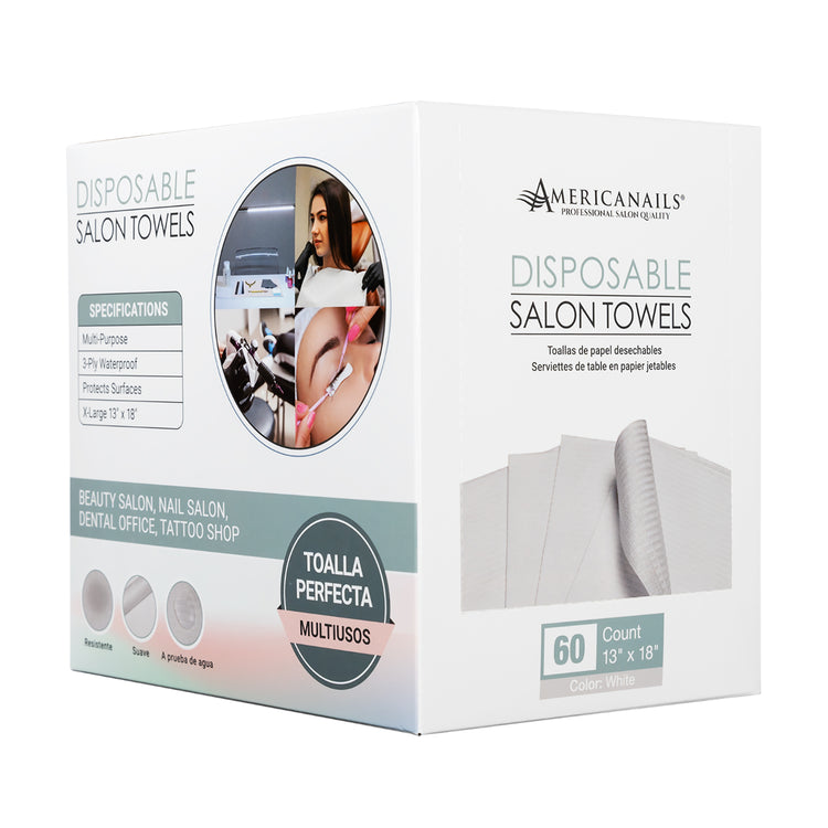 Americanails Disposable Salon Towels White 60ct AMN1197W