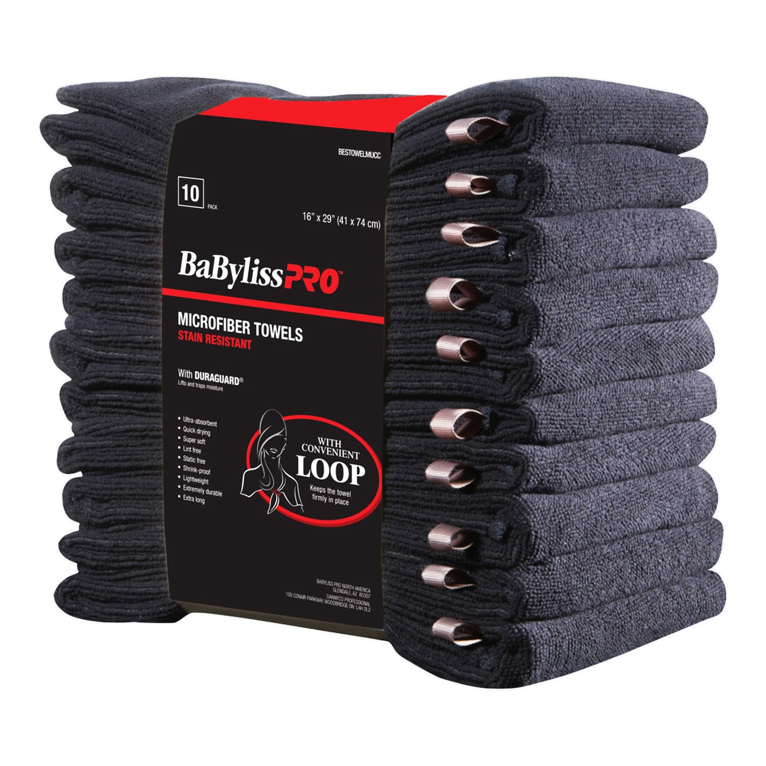 BaBylissPRO Microfiber Towels Black BESTOWELMUCC 36843