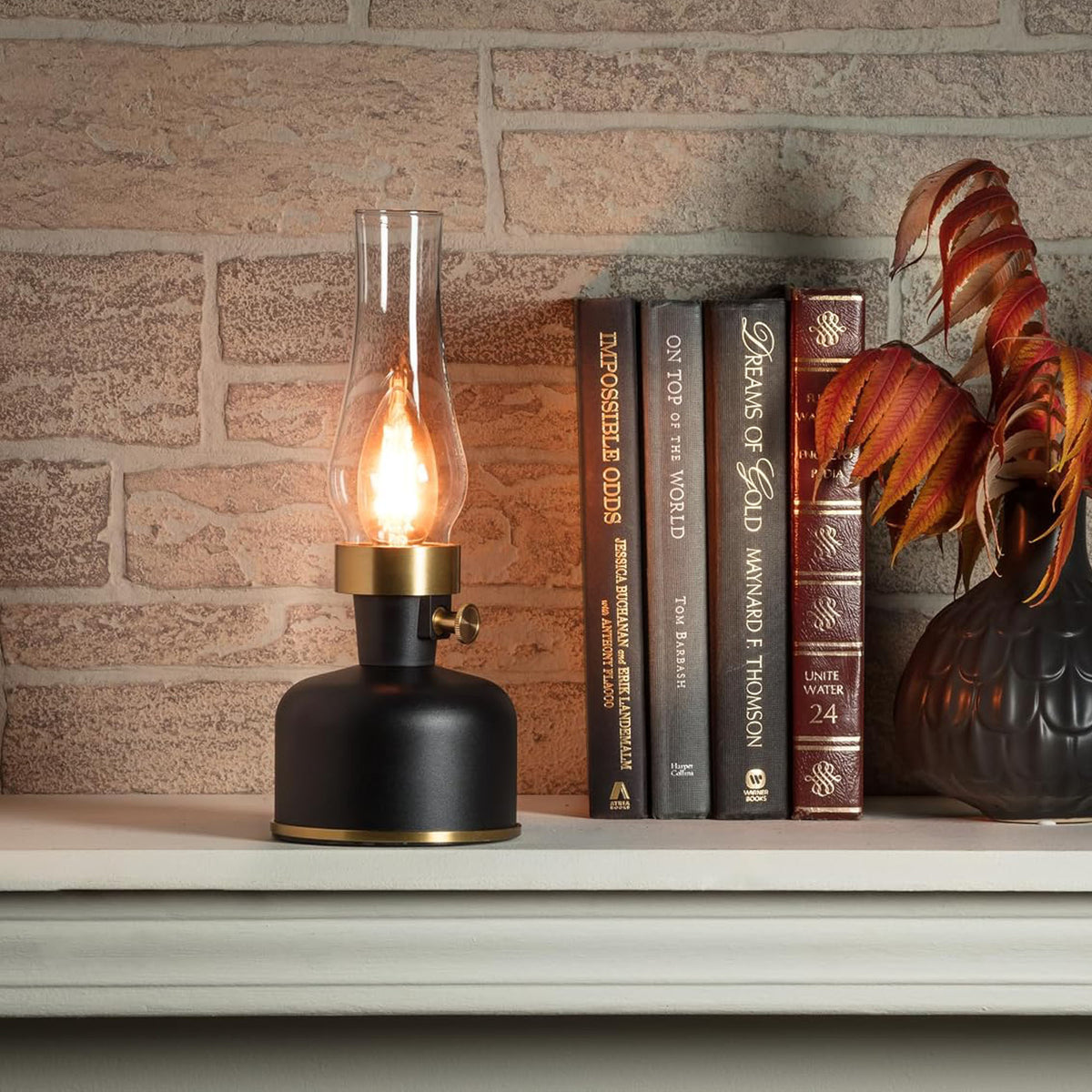 Abbott Lantern LED Lamp with Chimney 10.5"H - Black 54678