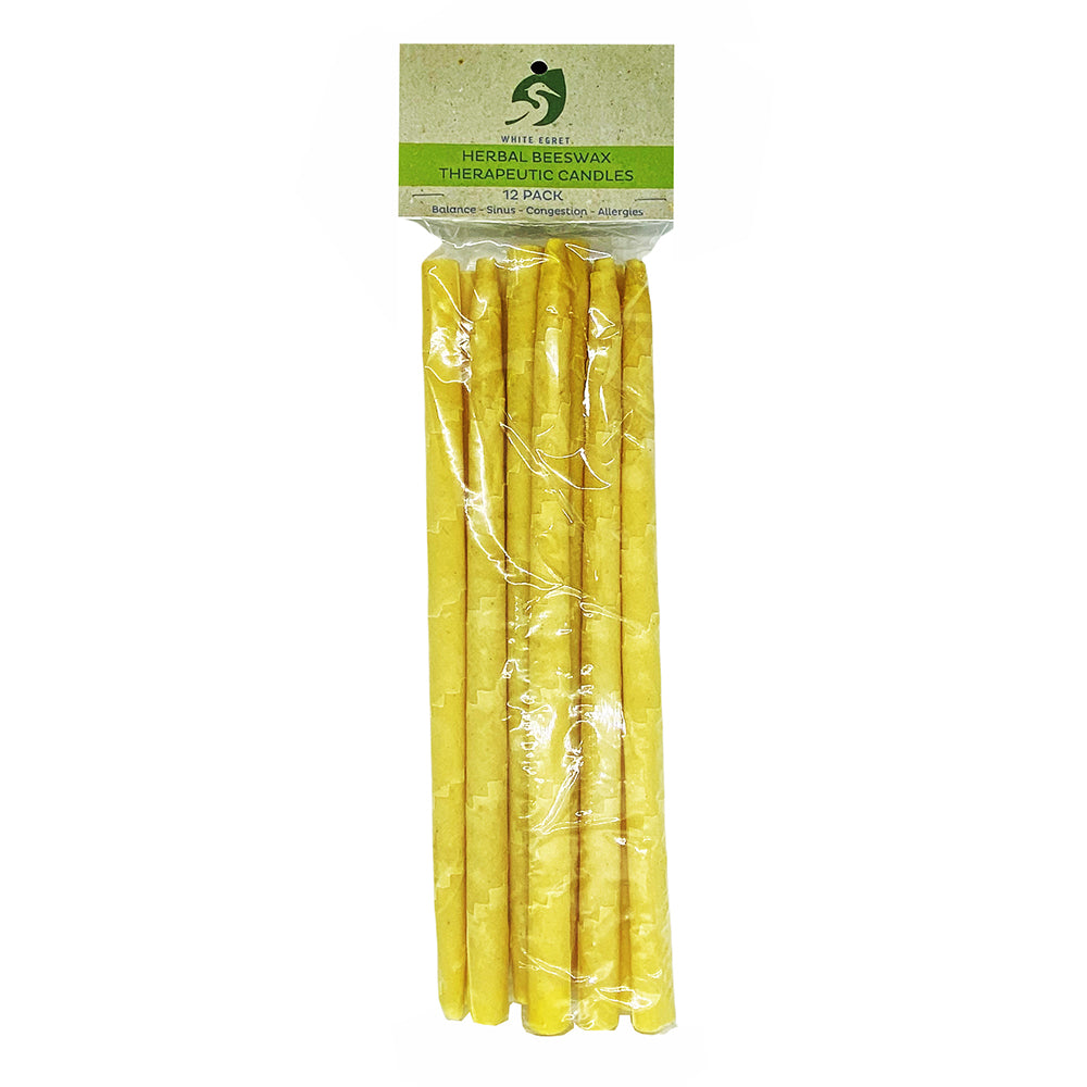 White Egret Herbal Beeswax Therap Candles 1/2", 12Pk 02143