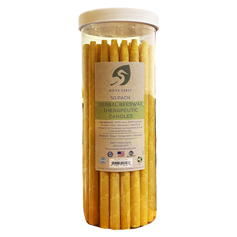 White Egret Herbal Beeswax Therape Candles 1/2" 50PK 02157