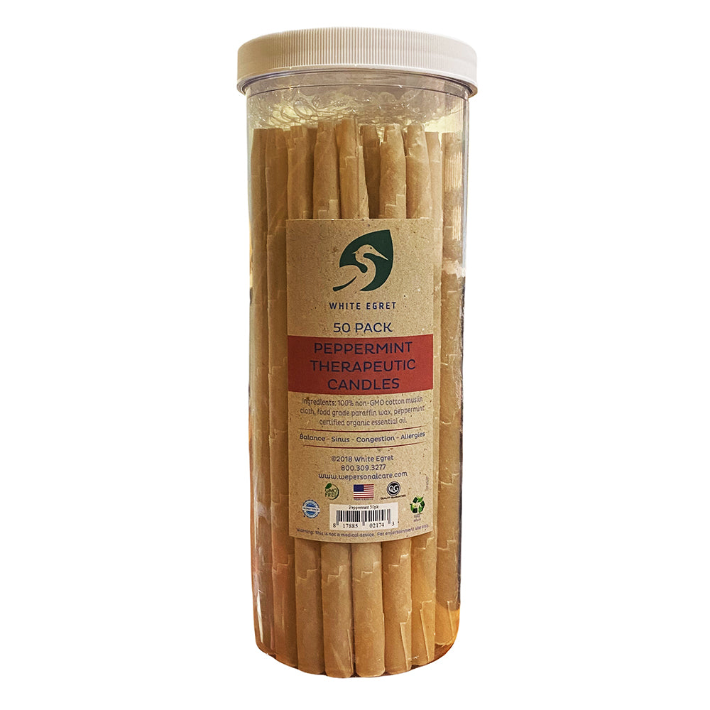 White Egret Peppermint Therap.Candles 1/2" 50PK PEPCON 02174