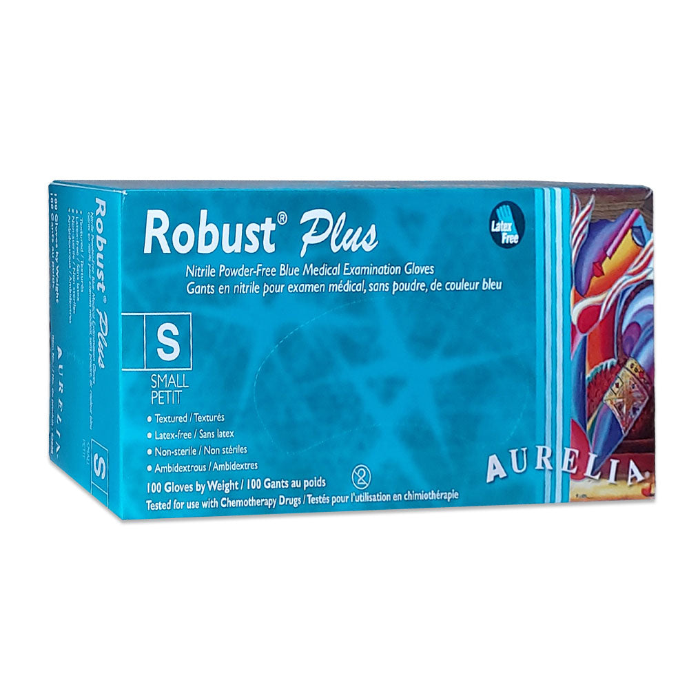 Aurelia Robust Plus Nitrile PF Blue Gloves 100PK Small 63886