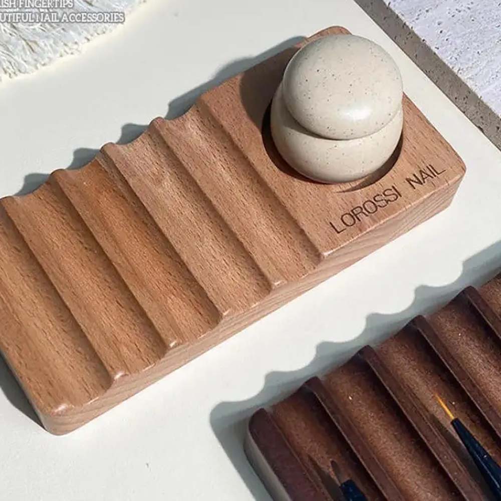 Wooden Multifunctional Nail Art Pen Holder Set Light 09099
