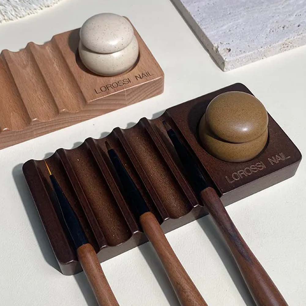 Wooden Multifunctional Nail Art Pen Holder Set Dark 76112