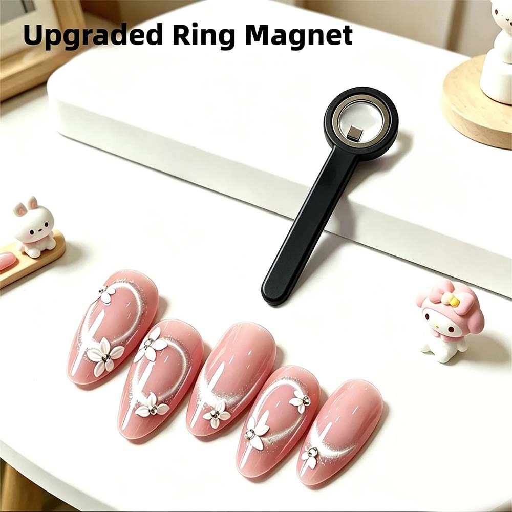 3-Second Hollow Cat Eye Power Ring Magnet Black 10084