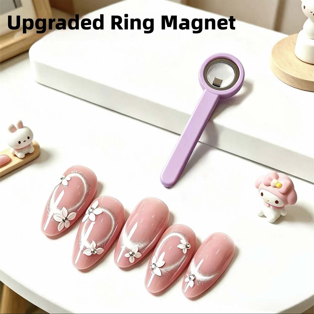 3-Second Hollow Cat Eye Power Ring Magnet Purple 10085