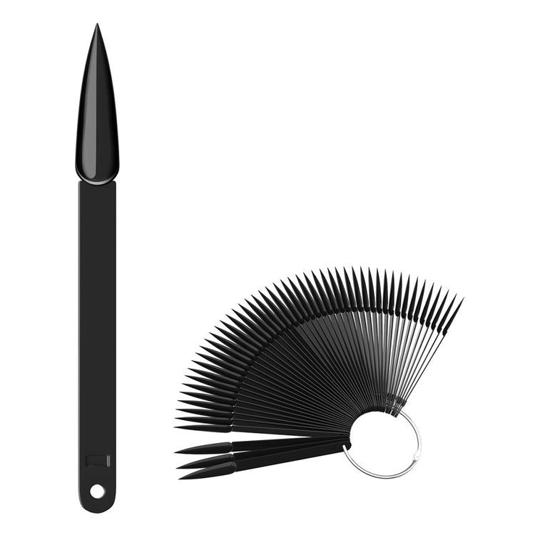 Cre8tion Chart Fan 50 pcs Stiletto Nail Tips Black 10213