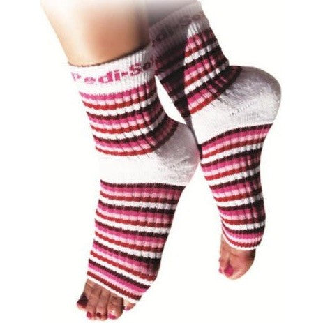 Pedi-Sox Original Rayures Blanches/Multi-Rose PS-111