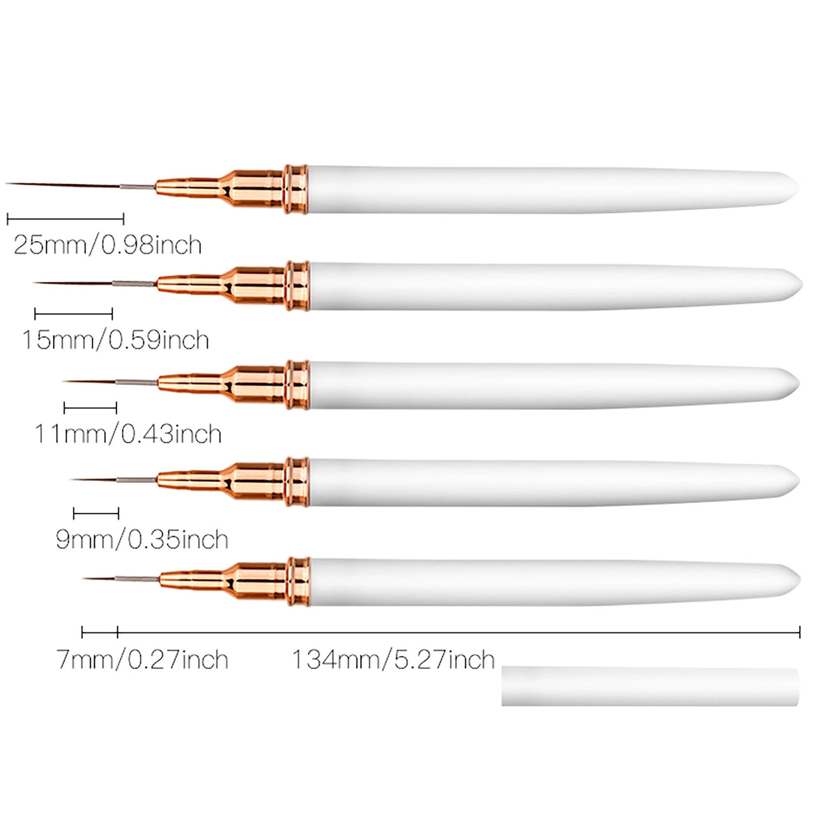 Ensemble de pinceaux liners pour nail art 5 pièces 14650