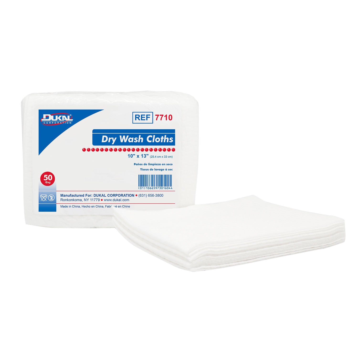 Dukal Dry Wash Cloths 50pack 10"x13" 7710 16044