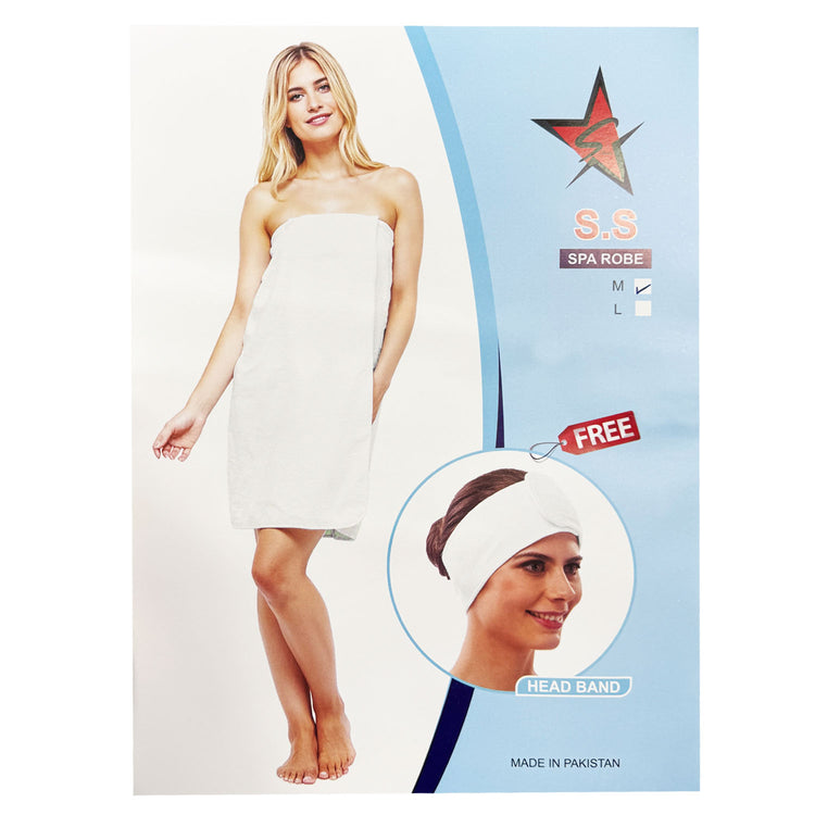 Silver Star Spa Robe Shower Wrap Button Medium 17570