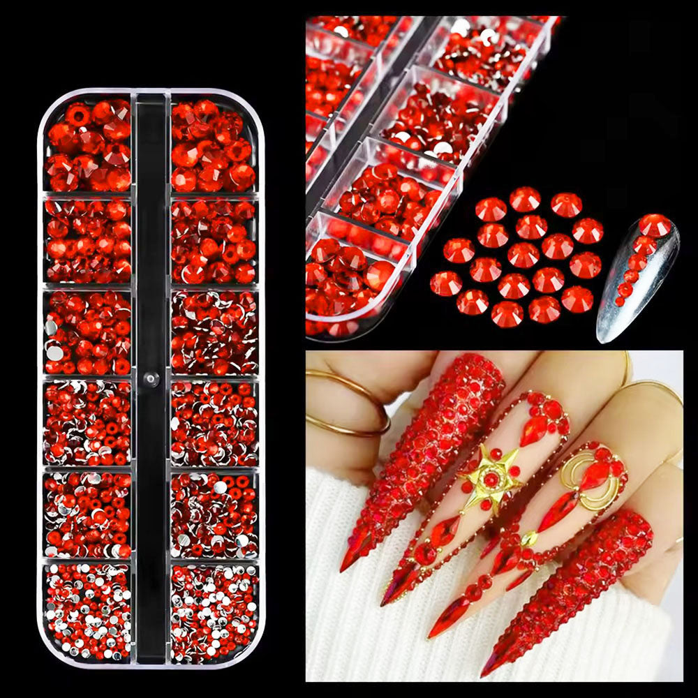 Đá Rhinestone Đính Móng Tay Pha Lê Kim Cương Trong Suốt Hỗn Hợp 24512