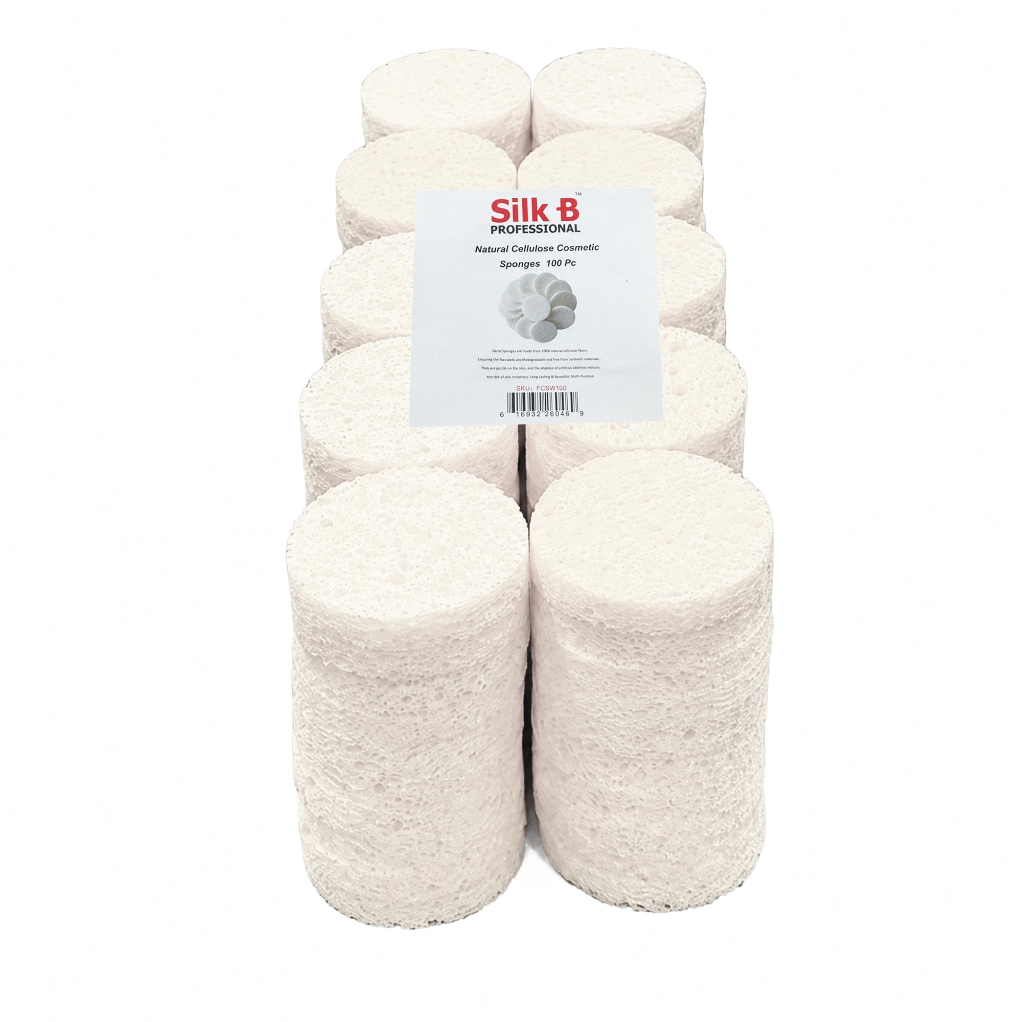 Silk B Round Cellulose Beauty Sponges White 100pk 26046