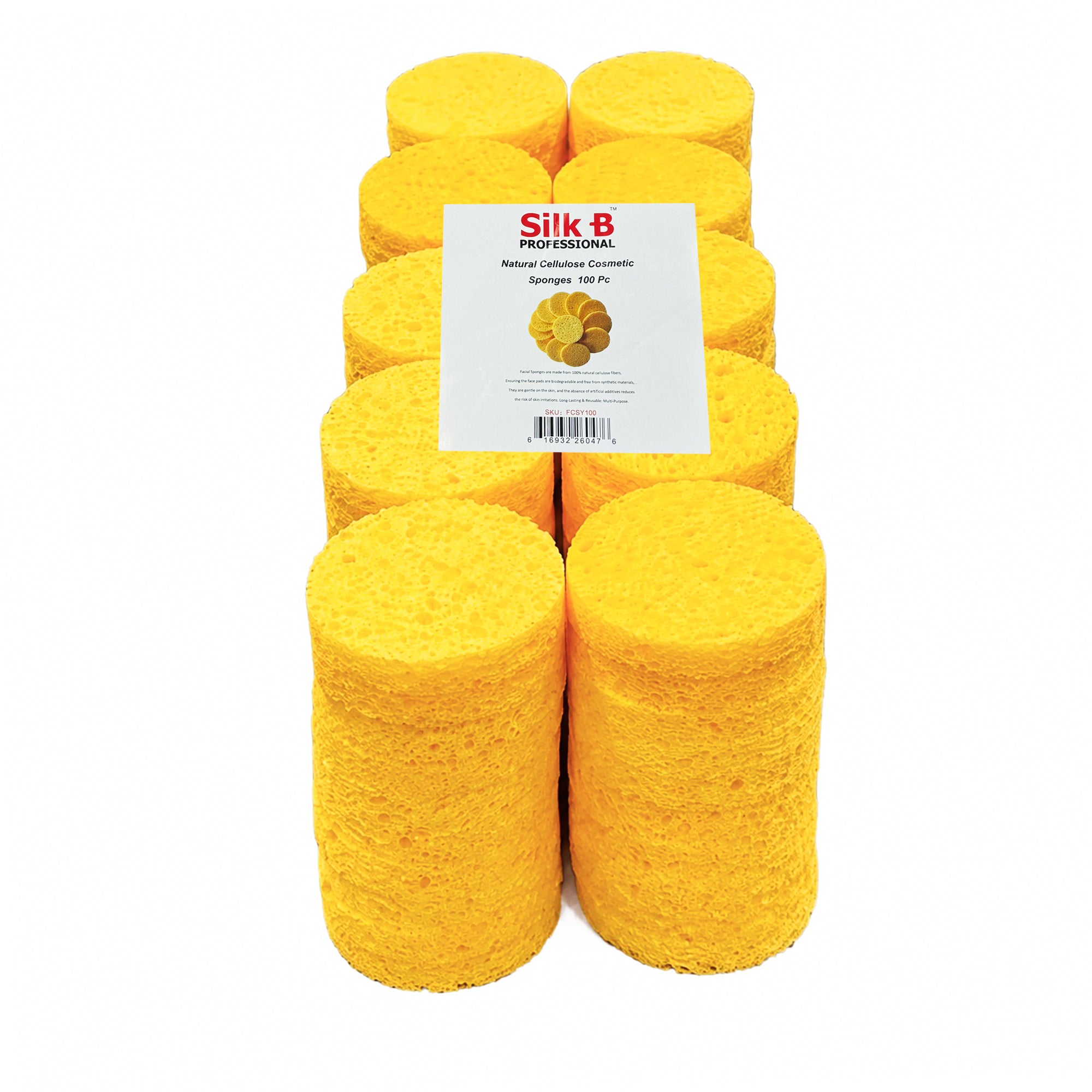 Silk B Round Cellulose Beauty Sponges Yellow 100pk 26047