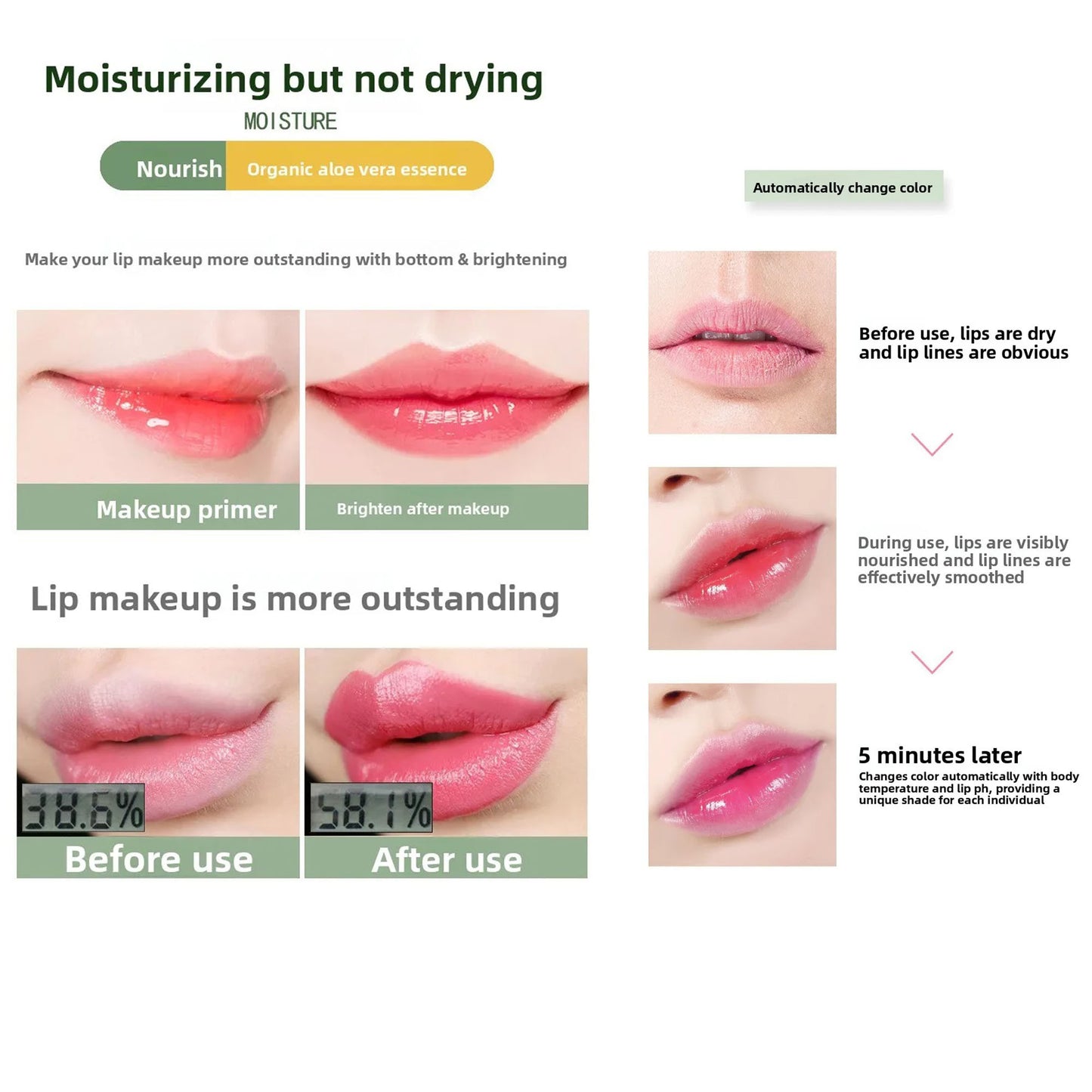 Aloe Vera Moisture Color Changing Lip Balm Lipstick 02974