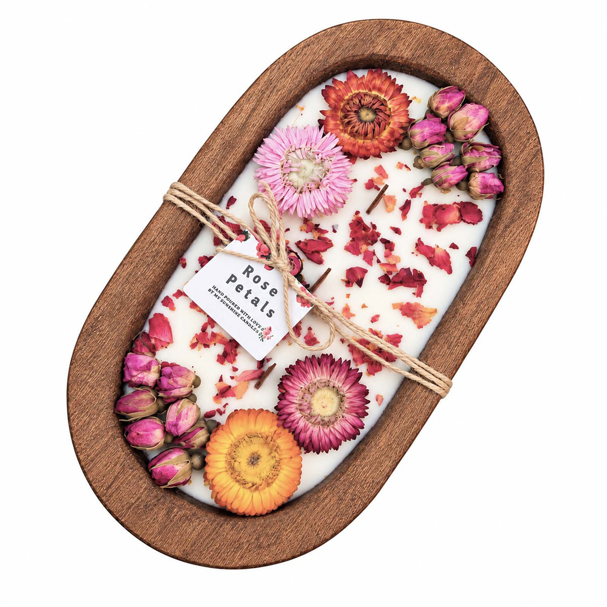 3 Wood Wick Dough Bowl Candle - Rose Petals 31502