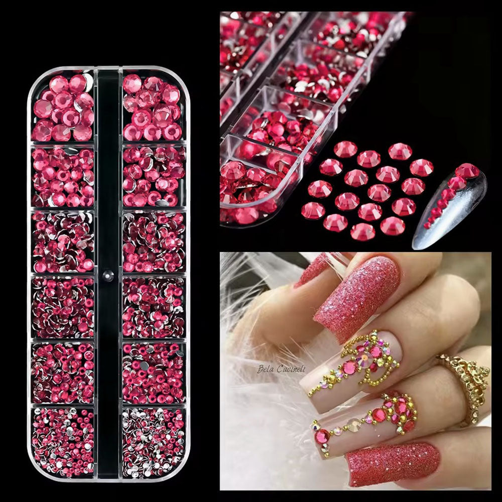 Đá Rhinestone Đính Móng Tay Pha Lê Kim Cương Trong Suốt Hỗn Hợp 32509