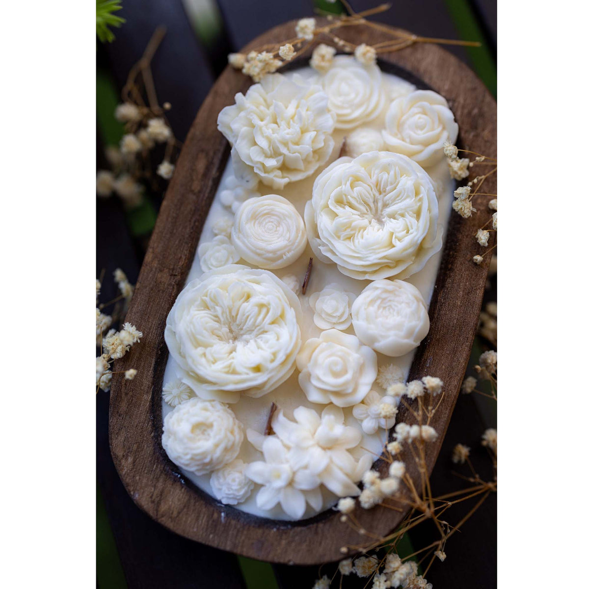 Flowers Dough Bowl Candle - White Oak & Vanilla 37512