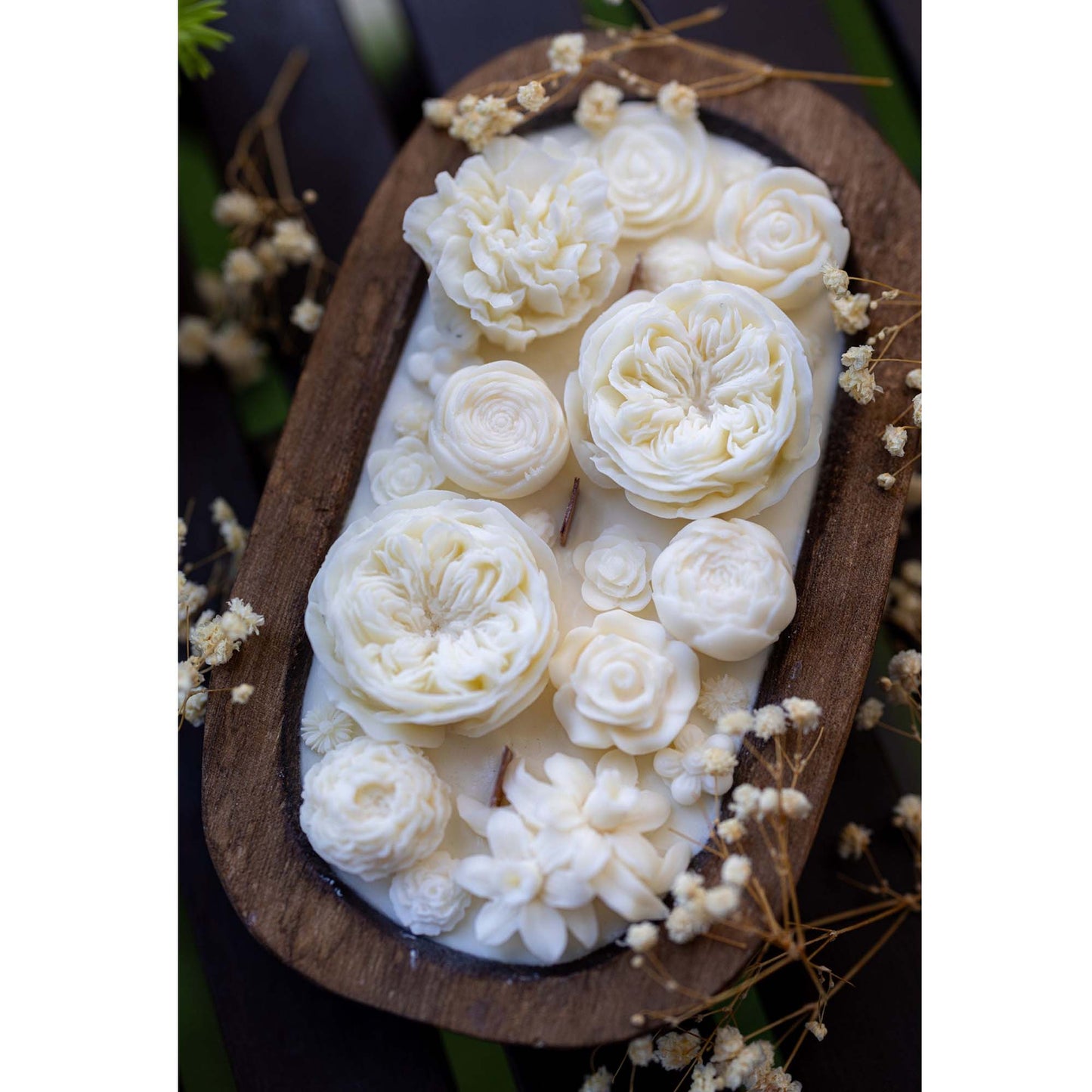 Flowers Dough Bowl Candle - White Oak & Vanilla 37512