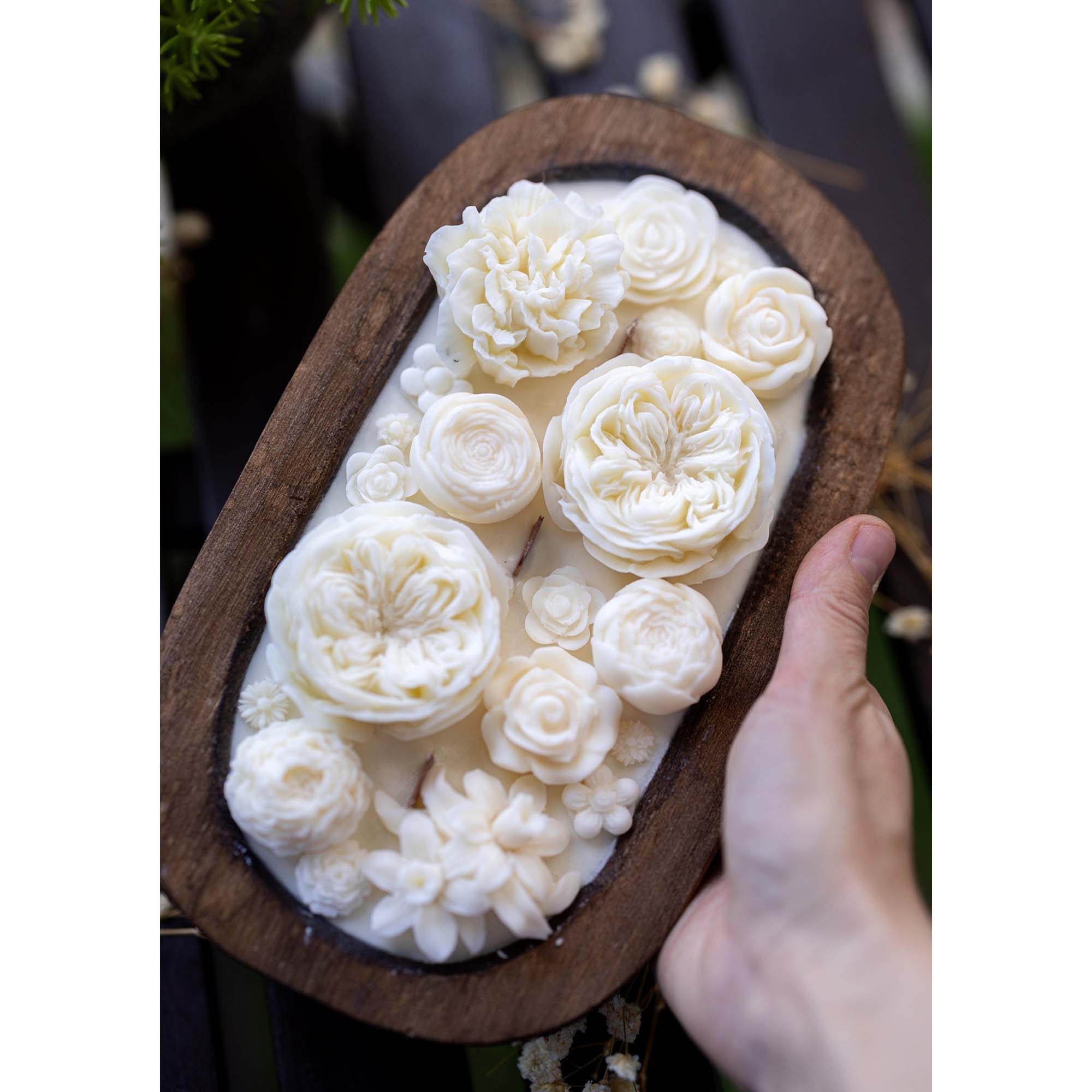 Flowers Dough Bowl Candle - White Oak & Vanilla 37512