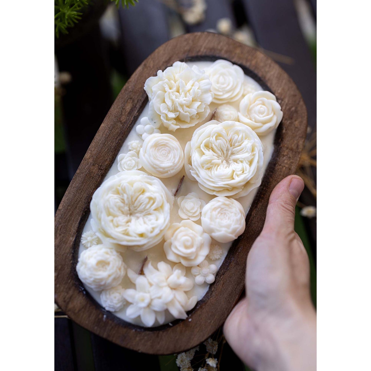 Flowers Dough Bowl Candle - White Oak & Vanilla 37512