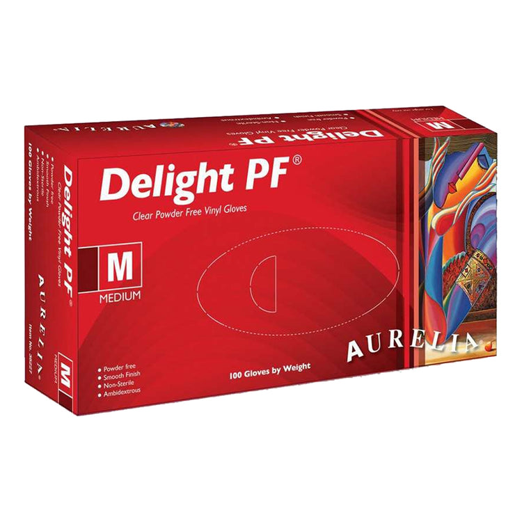 Aurelia Delight PF Vinyl Powder-Free Gloves 100PK MED 38227