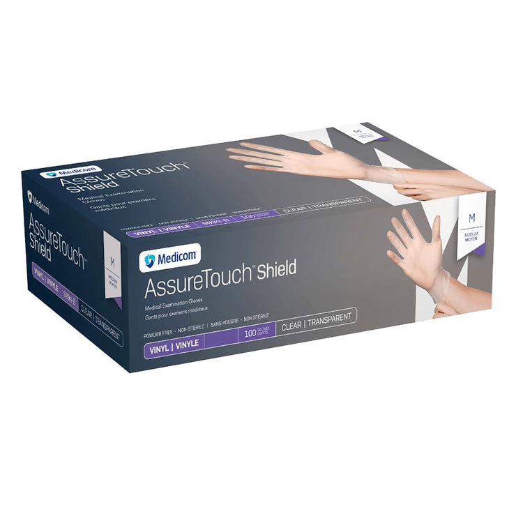 Medicom AssureTouch Shield Medical Exam Vinyl Gloves M 46384