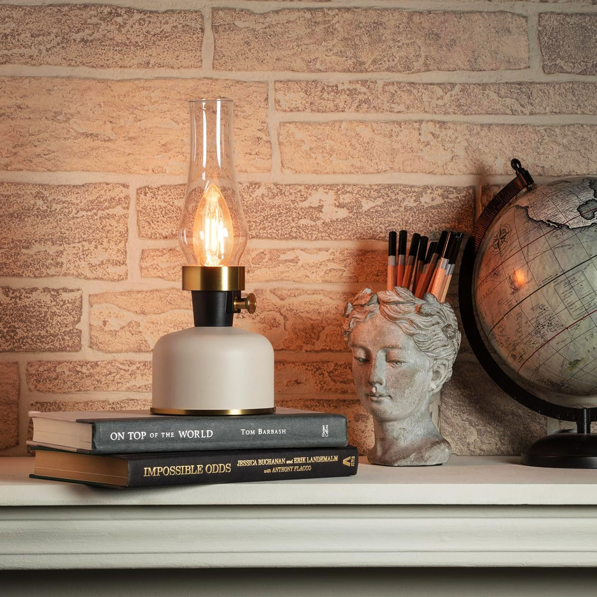 Abbott Lantern LED Lamp with Chimney 10.5"H - Ivory 54679