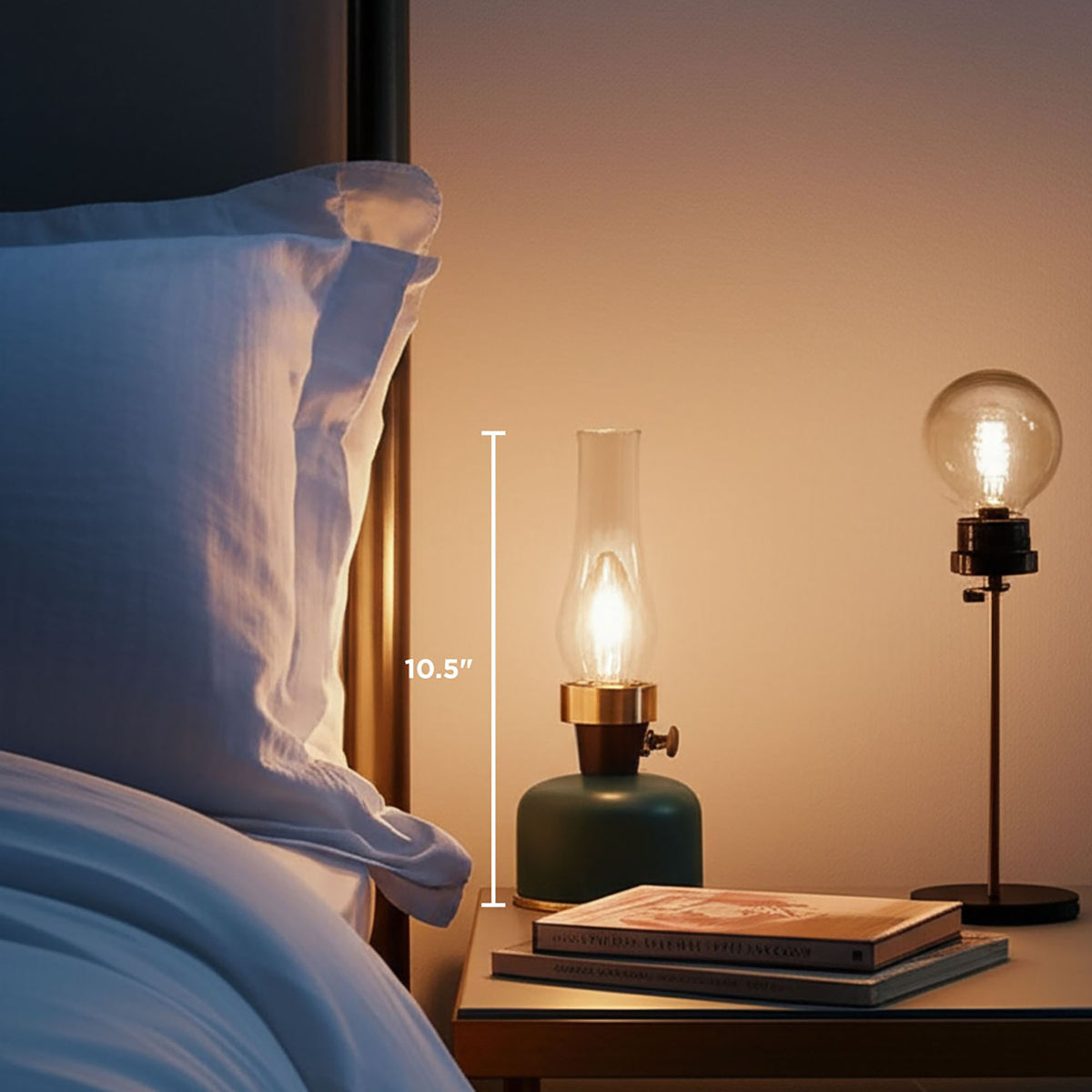 Abbott Lantern LED Lamp with Chimney 10.5"H - Green 54680