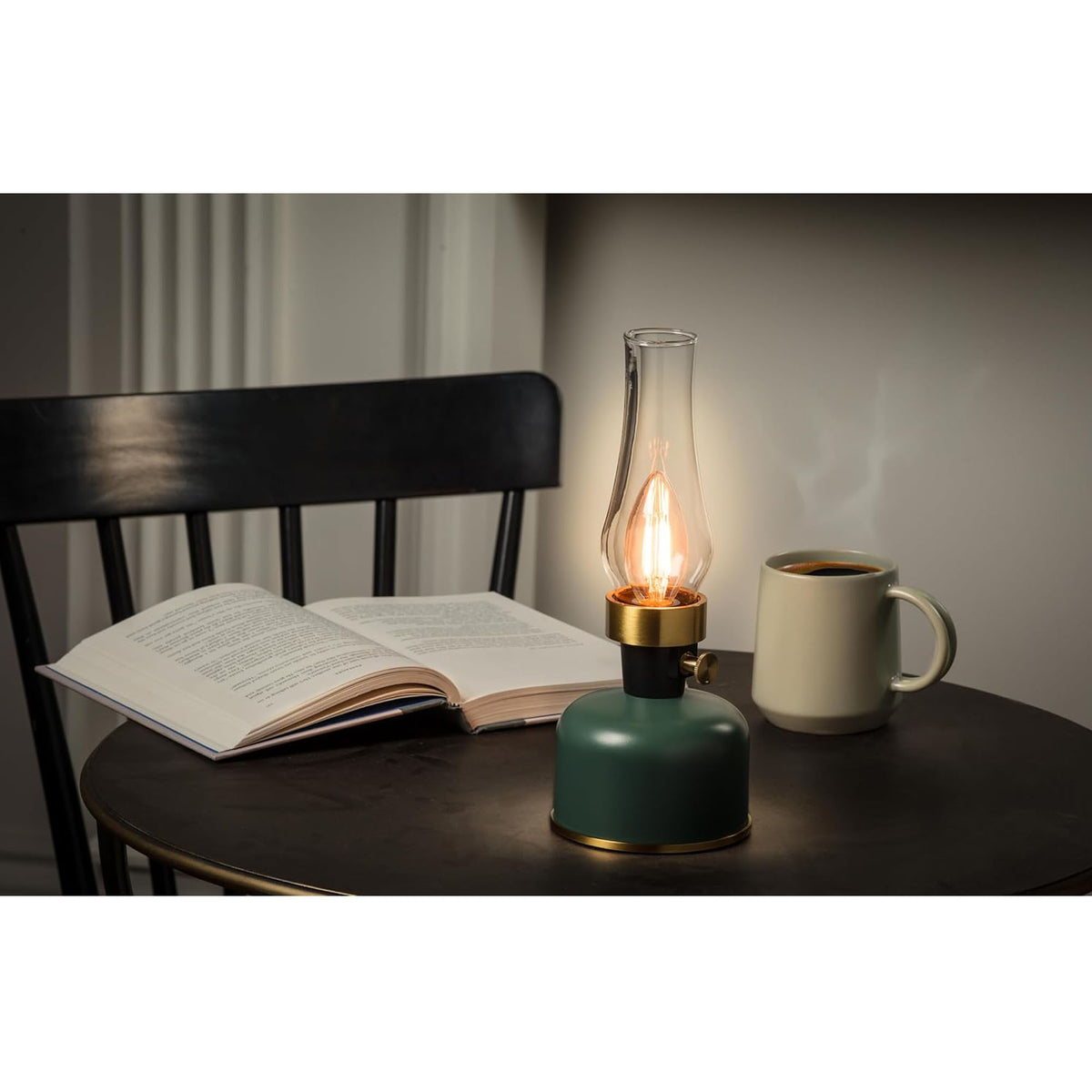 Abbott Lantern LED Lamp with Chimney 10.5"H - Green 54680