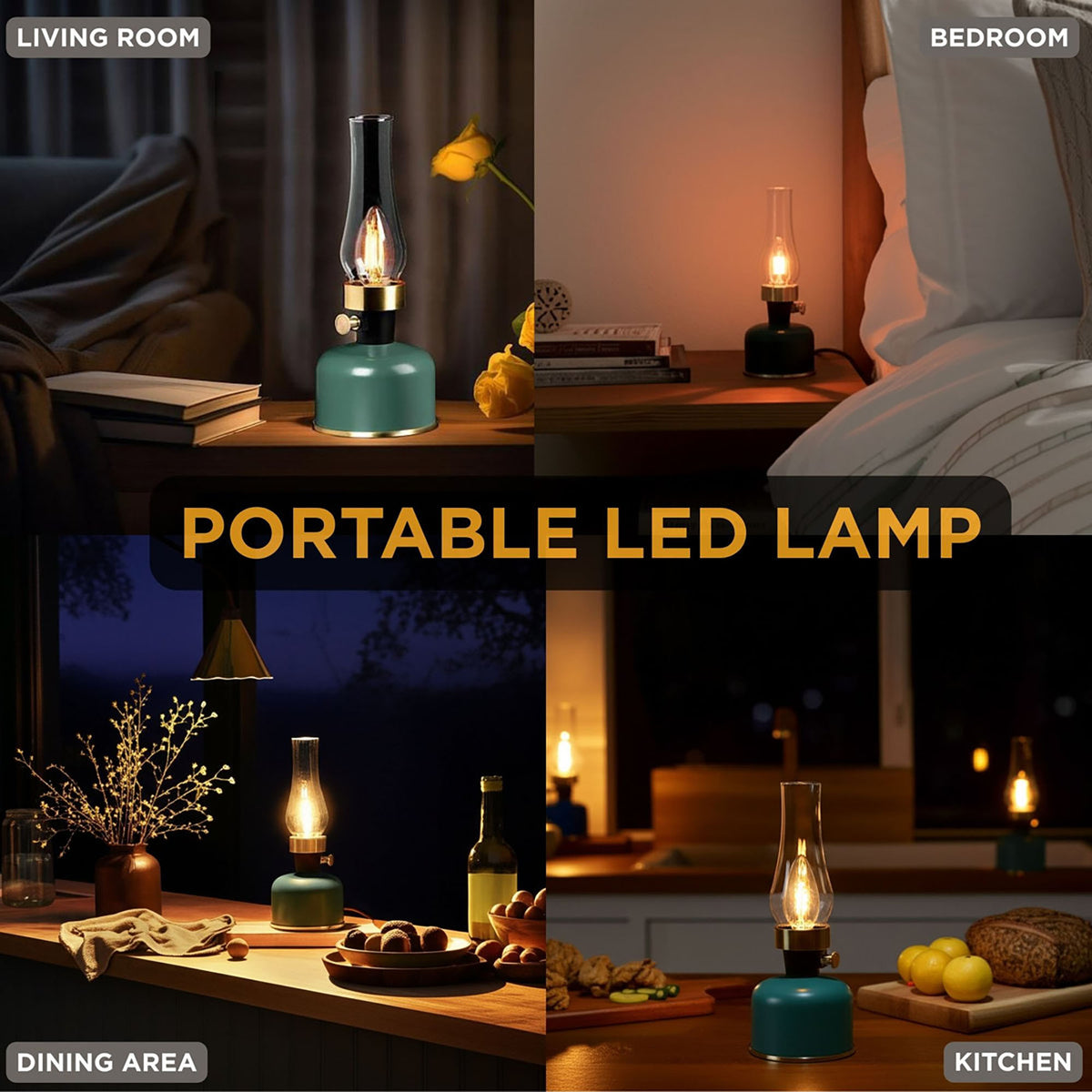 Abbott Lantern LED Lamp with Chimney 10.5"H - Green 54680