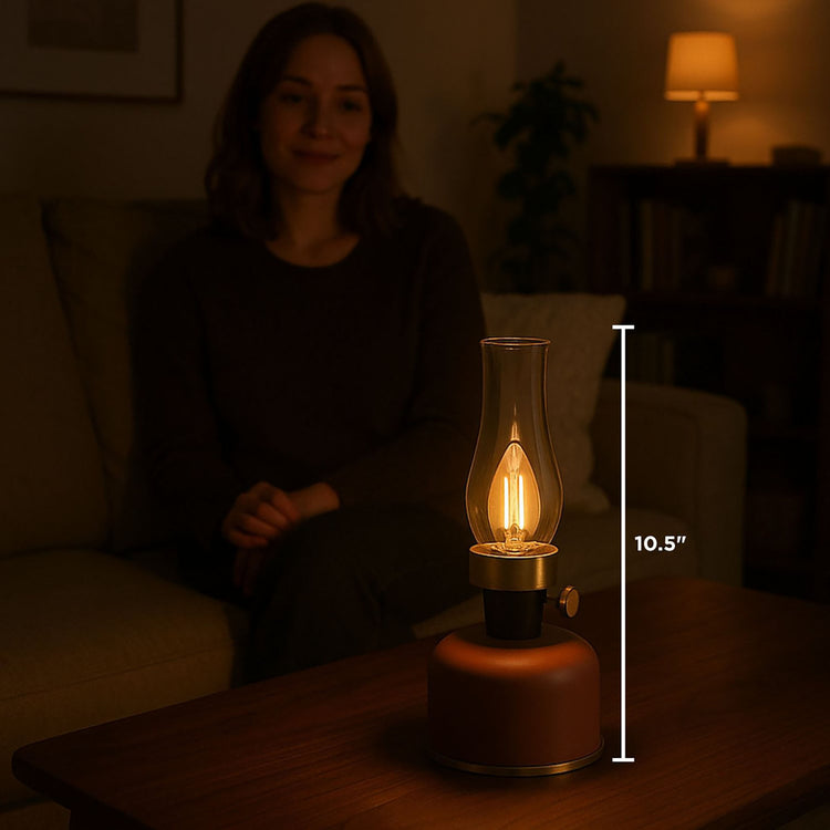 Abbott Lantern LED Lamp with Chimney 10.5"H Terracotta 55484
