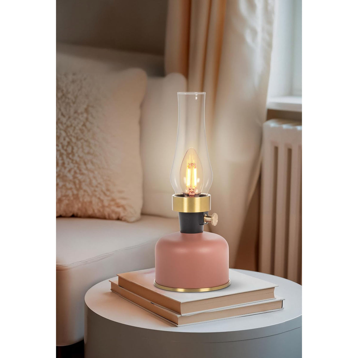 Abbott Lantern LED Lamp with Chimney 10.5"H Terracotta 55484