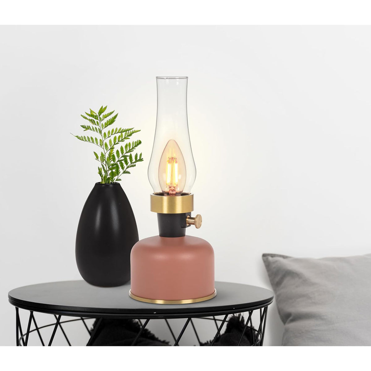 Abbott Lantern LED Lamp with Chimney 10.5"H Terracotta 55484