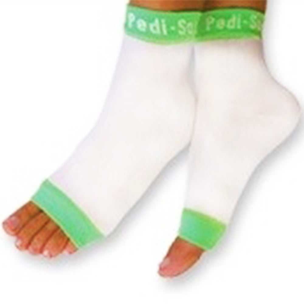 California Pedi-Sox White/Lime Green Trim PSL-603