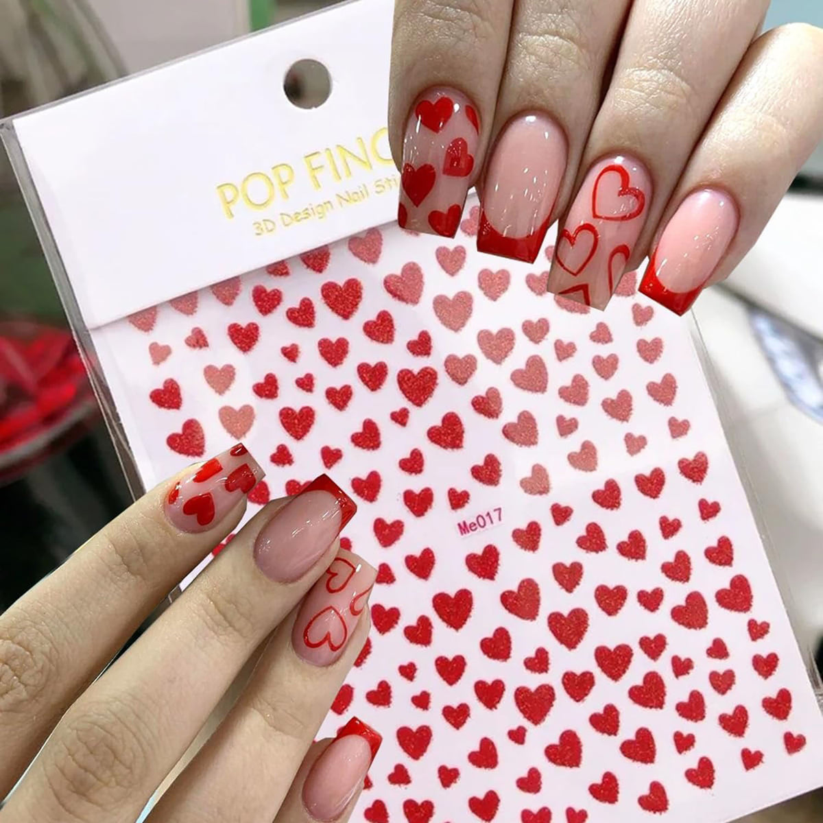 Autocollants 3D Love Heart pour Nail Art, tailles mixtes 60630