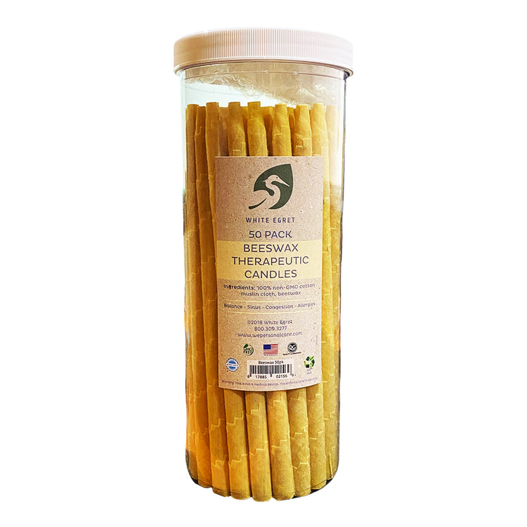 White Egret Beeswax Therap. Candles 1/2", 50PK BEECON #02156