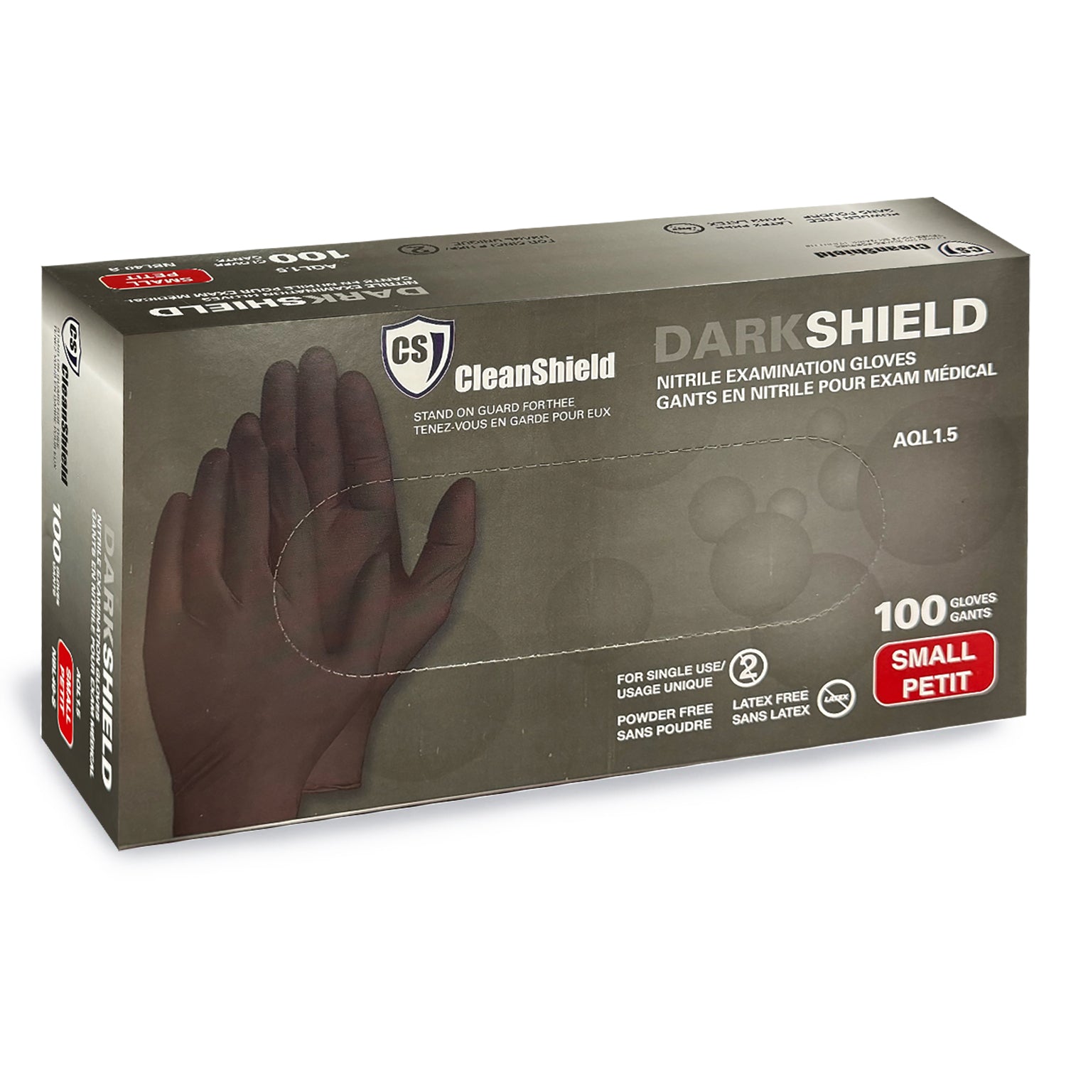 CleanShield Nitrile Exam Gloves Dark 100pcs Small 110BLK
