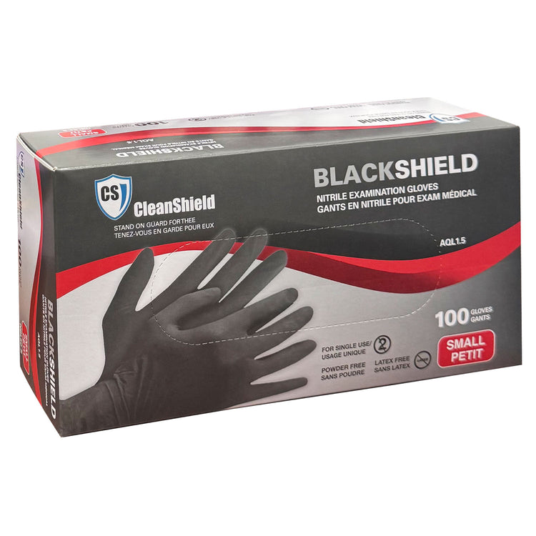 CleanShield Nitrile Exam Gloves Black 100pcs Small 110BLK